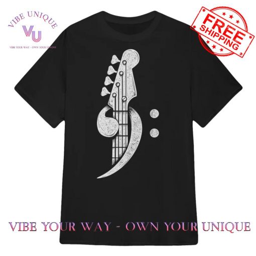 Bass Cleff Headstock Bassist Bass Guitar Musician T-Shirt