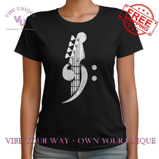 Bass Cleff Headstock Bassist Bass Guitar Musician T-Shirt