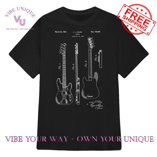 Bass Guitar Classic Vintage Patent Print 1953 T-Shirt