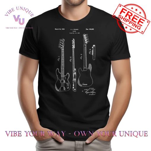 Bass Guitar Classic Vintage Patent Print 1953 T-Shirt