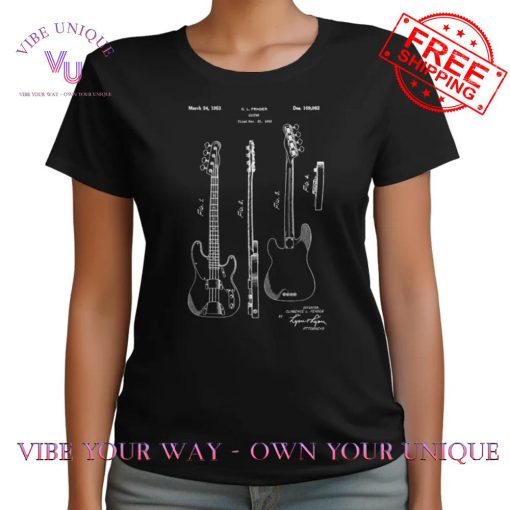 Bass Guitar Classic Vintage Patent Print 1953 T-Shirt