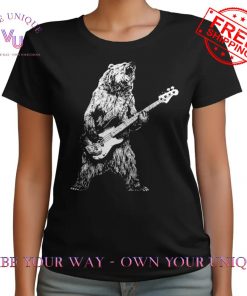 Bear Guitarist Music Lovers Retro Bear Playing Bass Guitar TShirt