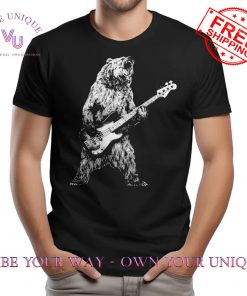 Bear Guitarist Music Lovers Retro Bear Playing Bass Guitar TShirt