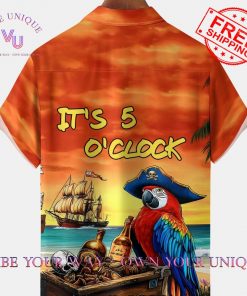 Chest Pocket 5 O’Clock Parrot Moisture Wicking Hawaiian Shirt