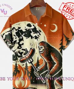 Chest Pocket Bigfoot Moisture Wicking Sausage BBQ Hawaiian Shirt