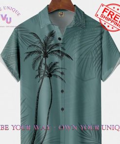 Chest Pocket Coconut Tree Moisture Wicking Tall Size Hawaiian Shirt