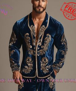 Luxury Velvet Classic Pattern Pajamas Set