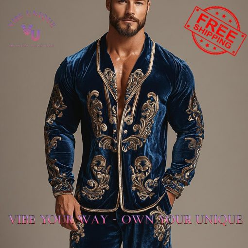 Luxury Velvet Classic Pattern Pajamas Set