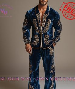 Luxury Velvet Classic Pattern Pajamas Set