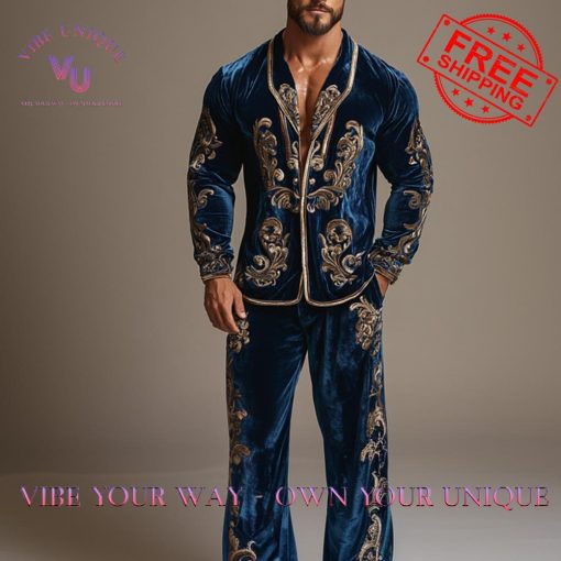 Luxury Velvet Classic Pattern Pajamas Set