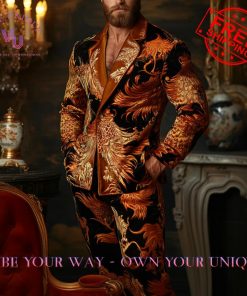 Luxury Velvet Phoenix Pattern Pajamas Set