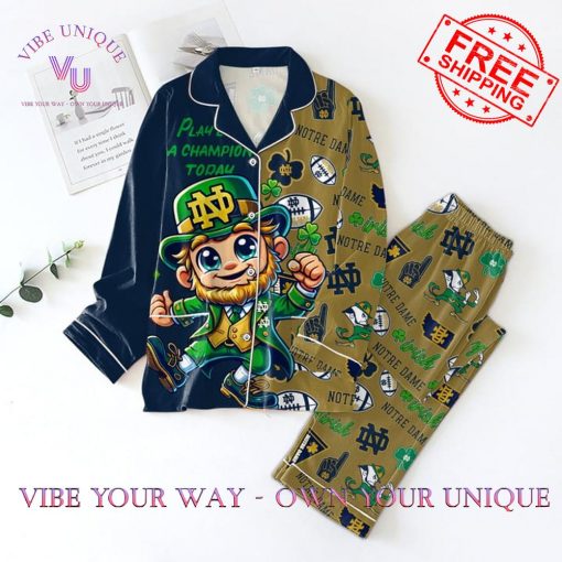 Notre Dame Button Down Premium Pajamas Set