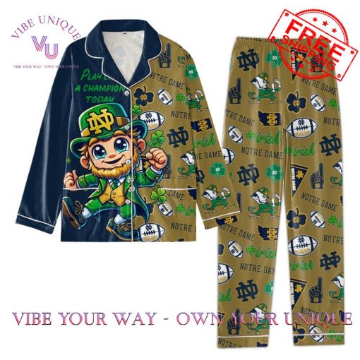 Notre Dame Button Down Premium Pajamas Set