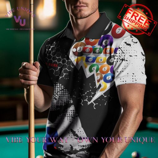 Personalized Grunge Style 10 Ball Billiard Polo Shirt