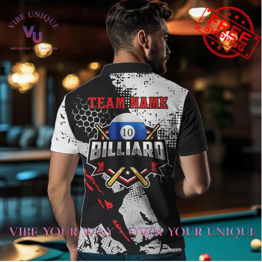 Personalized Grunge Style 10 Ball Billiard Polo Shirt