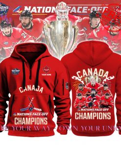 4 Nations Face-Off NHL 2025 Champions Canada Special Edition Multicolor Half Zip Hoodie