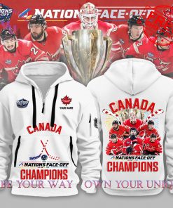 4 Nations Face-Off NHL 2025 Champions Canada Special Edition Multicolor Half Zip Hoodie