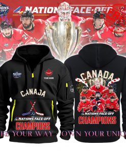 4 Nations FaceOff NHL 2025 Champions Canada Special Edition Multicolor Half Zip Hoodie 3