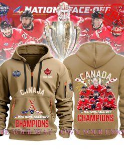 4 Nations FaceOff NHL 2025 Champions Canada Special Edition Multicolor Half Zip Hoodie 5