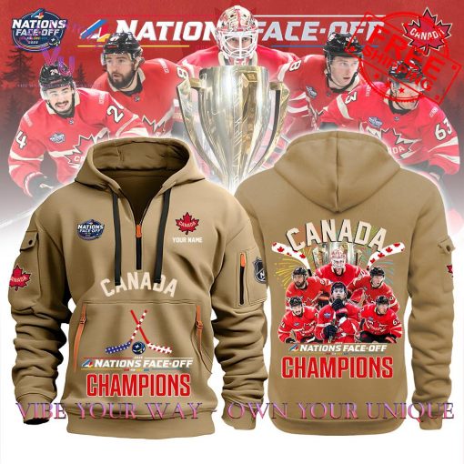 4 Nations Face-Off NHL 2025 Champions Canada Special Edition Multicolor Half Zip Hoodie