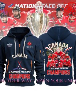 4 Nations FaceOff NHL 2025 Champions Canada Special Edition Multicolor Half Zip Hoodie 6