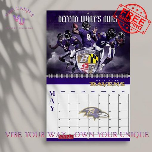 Baltimore Ravens Special 2025 Wall Hanging Calendar