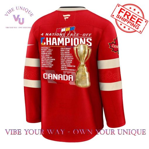 Canada 4 Nations Face-Off Champions 2025 Special Edition Hockey Jersey