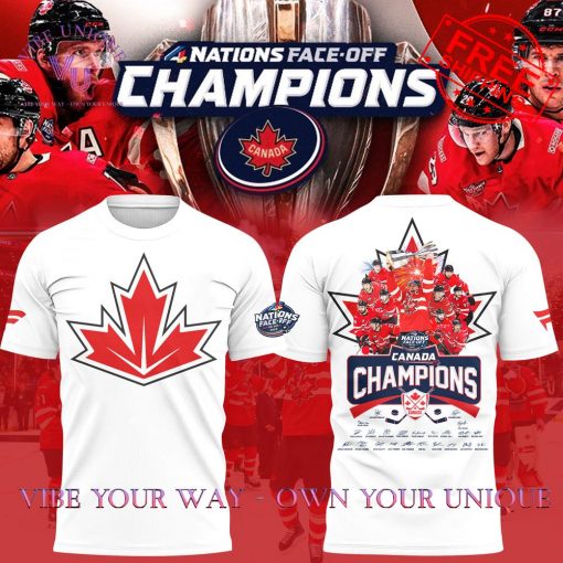 Canada Team 2025 Champions 4 Nations Face-Off Signature Exclusive Edition Shirt