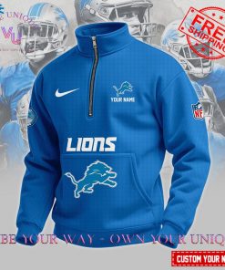 Detroit Lions NFL Custpm Name Limited Edition Multicolor Half Zip Hoodie