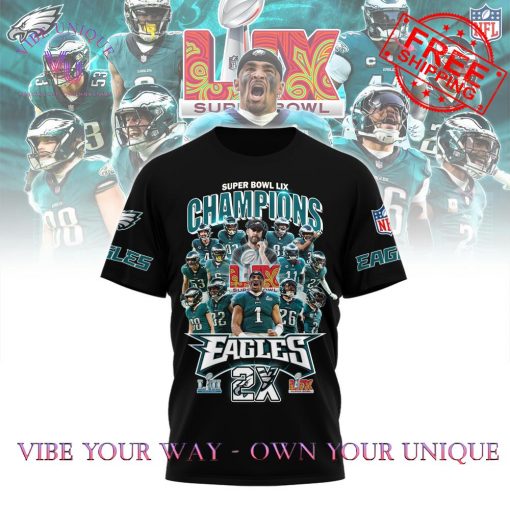 Eagles Super Bowl LIX 2 Times Champions Limited Edition T-Shirt