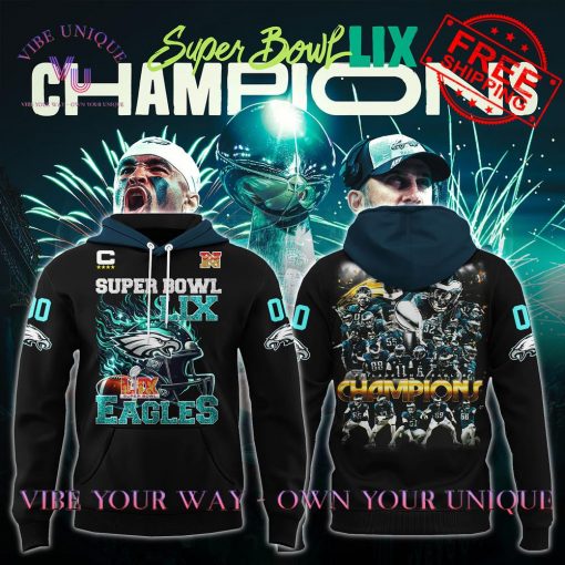 Eagles Super Bowl LIX Champions Premium Special Edition Black Hoodie