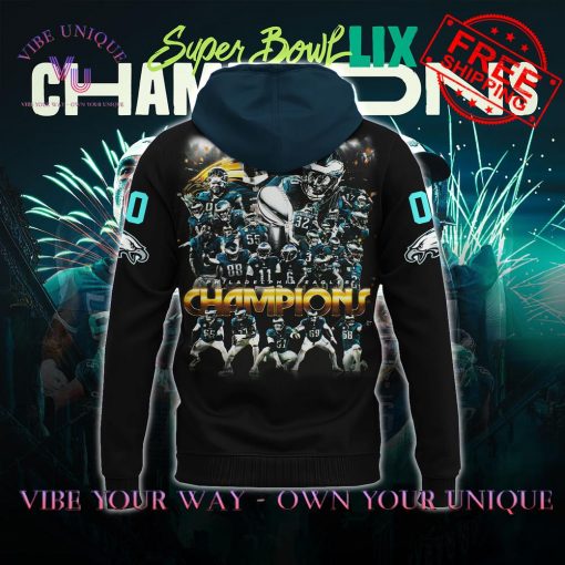 Eagles Super Bowl LIX Champions Premium Special Edition Black Hoodie