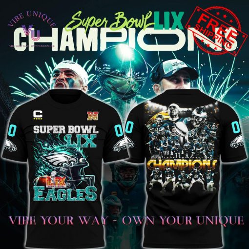 Eagles Super Bowl LIX Champions Premium Special Edition Black T-Shirt