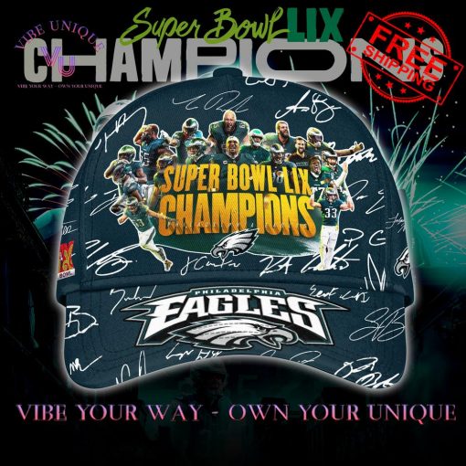 Eagles Super Bowl LIX Champions Signature Limited Edition Black Classic Cap