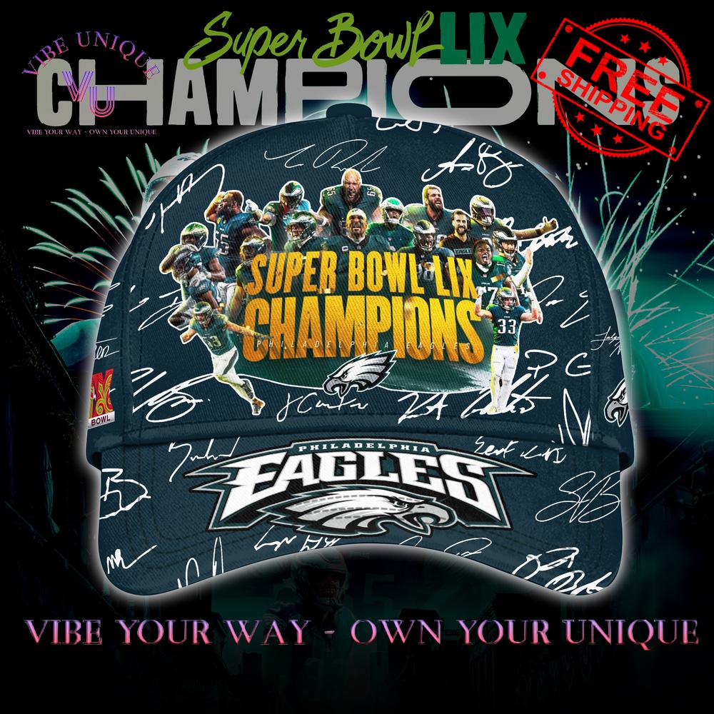 Eagles Super Bowl LIX Champions Signature Limited Edition Black Classic Cap Eagles Super Bowl LIX Champions Signature Limited Edition Black Classic Cap
