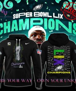 Eagles Super Bowl LIX Champions Signature Limited Edition Black Hoodie