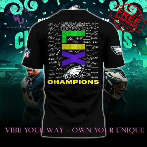 Eagles Super Bowl LIX Champions Signature Limited Edition Black T-Shirt