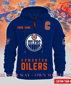 Edmonton Oilers NHL Custom Name Multicolor Half Zip Hoodie