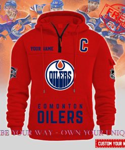 Edmonton Oilers NHL Custom Name Multicolor Half Zip Hoodie