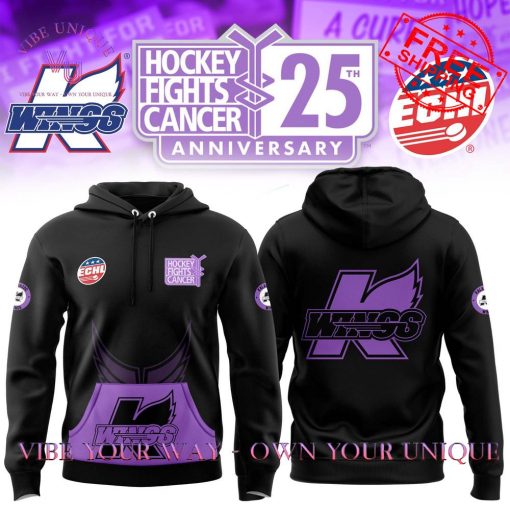 Kalamazoo Wings ECHL Hockey Fights Cancer 25th Anniversary Special Edition Hoodie