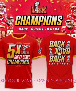 Kansas City Chiefs Back to Back 5x Super Bowl 2025 Champions Limited Edition T-Shirt