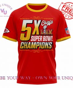 Kansas City Chiefs Back to Back 5x Super Bowl 2025 Champions Limited Edition T-Shirt