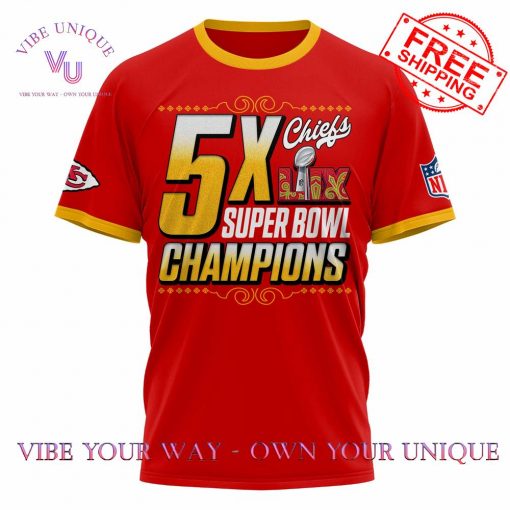 Kansas City Chiefs Back to Back 5x Super Bowl 2025 Champions Limited Edition T-Shirt