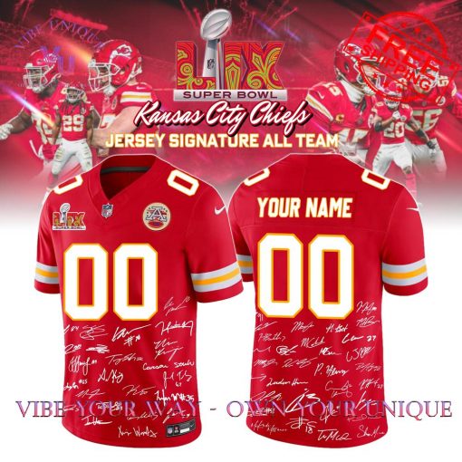 Kansas City Chiefs Champions Super Bowl 2025 Signature Custom Name Limited Edition Jersey