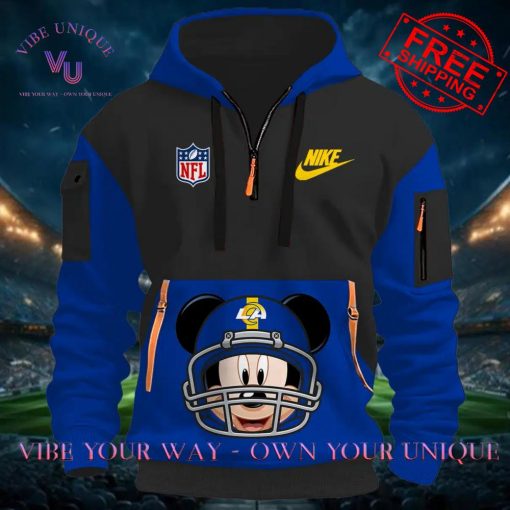 Los Angeles Rams NFL Mickey Mouse Special Edition Multicolor Half Zip Hoodie