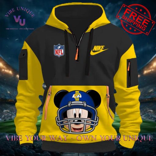 Los Angeles Rams NFL Mickey Mouse Special Edition Multicolor Half Zip Hoodie