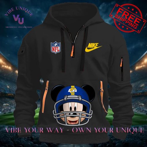 Los Angeles Rams NFL Mickey Mouse Special Edition Multicolor Half Zip Hoodie