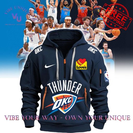 NBA Oklahoma City Thunder Loves Special Edition Dark Blue Half Zip Hoodie Set