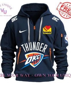 NBA Oklahoma City Thunder Loves Special Edition Dark Blue Half Zip Hoodie Set