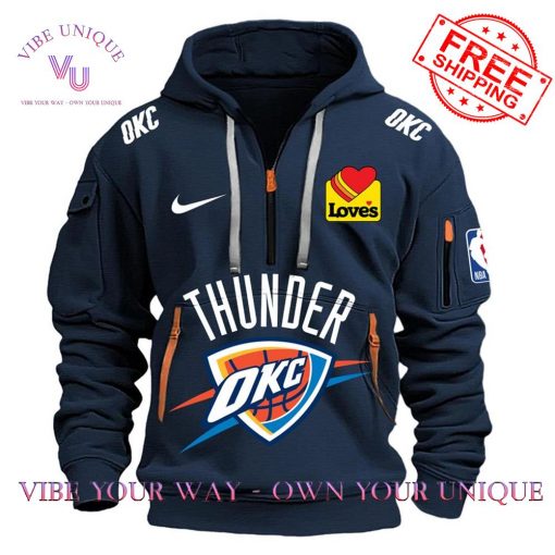 NBA Oklahoma City Thunder Loves Special Edition Dark Blue Half Zip Hoodie Set